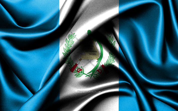 bandiera guatemalteca, 4k, paesi del nord america, bandiere di stoffa, giornata del guatemala, bandiera del guatemala, bandiere di seta ondulate, nord america, simboli nazionali guatemaltechi, guatemala