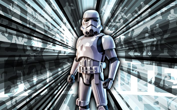 4k, Imperial Stormtrooper Fortnite, white rays background, Imperial Stormtrooper Skin, abstract art, Fortnite Imperial Stormtrooper Skin, Fortnite characters, Imperial Stormtrooper, Fortnite, creative art