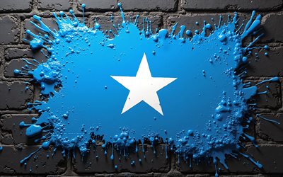 4k, somalia  flagge, kreativ, schwarzer ziegel, malen sie kunst, lackspritzer, flagge von somalia, kunstwerk, afrika, somalianische nationale symbole, somalia 3d  flagge, somalia