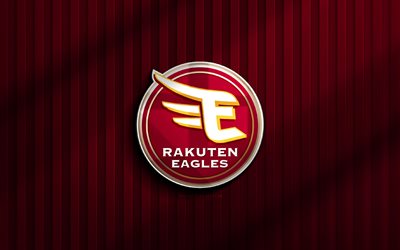 4k, tohoku rakuten golden eagles 3d logo, npb, fondo 3d rojo, béisbol, tohoku rakuten golden eagles emblema, tohoku rakuten golden eagles logo, creativo, equipo de béisbol japonés, tohoku rakuten golden eagles