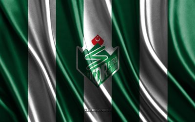 4k, logo igdir fk, tff 1 lig, texture de soie blanche verte, drapeau igdir fk, club de football turc, football, drapeau en soie, igdir fk emblème, turquie, badge igdir fk, igdir fk