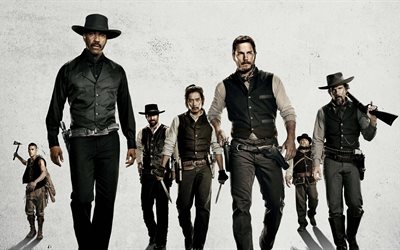 The Magnificent Seven, poster, 4k, 2016, western, Denzel Washington, Chris Pratt, Ethan Hawke