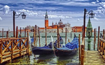 Great channel, Venice, gondola, Italy, Piazza San Marco, summer