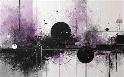 black purple grunge background, 4k, creative black purple background, grunge background, black purple paint blots, grunge template