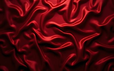 textura de seda roja oscura, 4k, textura de tela roja oscura, textura de olas de seda roja, fondo de tela de ondas rojos oscuros, textura de tela