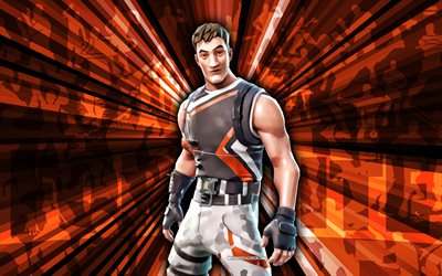 4k, devastador, fondo de rayos de naranja, piel devastadora, devastator fortnite, arte abstracto, piel de devastator fortnite, personajes de fortnite, fortnita, arte creativo