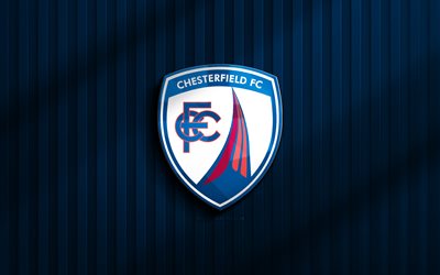 4k, logo 3d fc chesterfield fc, ligue deux, fond 3d bleu, football, chesterfield fc emblem, logo chesterfield fc, chesterfield fc, club de football anglais, fc chesterfield
