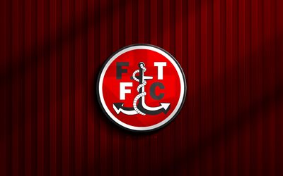 4k, fleetwood town fc 3d  logo, liga zwei, roter 3d  hintergrund, fußball, fleetwood town fc emblem, fleetwood town fc logo, fleetwood town fc, englischer fußballverein, fleetwood town