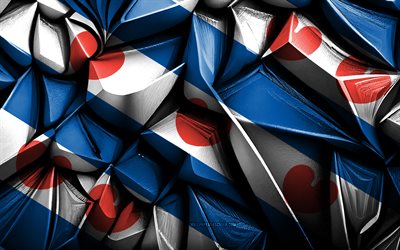 bandera de frisia, 4k, textura creativa 3d, bandera 3d de friesland, países bajos, arte 3d, papas fritas, provincias de los países bajos, bandera de la provincia de friesland