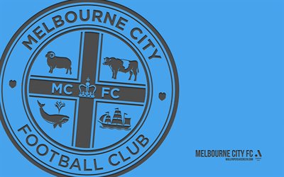 logo fc di melbourne city, 4k, sfondo blu, art di carbonio, uomini a lega, melbourne city fc emblem, club di calcio australiano, a league, australia, melbourne city fc, calcio, melbourne city