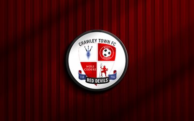 4k, crawley town fc 3d  logo, liga zwei, roter 3d  hintergrund, fußball, crawley town fc emblem, crawley town fc logo, crawley town fc, englischer fußballverein, crawley town
