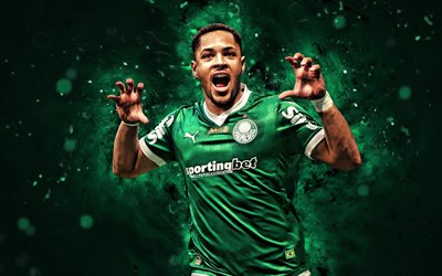 vitor roque, 4k, luzes de neon verdes, palmeiras, serie brasileira a, jogadores de futebol brasileiros, vitor roque 4k, futebol, sociedade esportiva palmeiras, se palmeiras, vitor roque palmeiras
