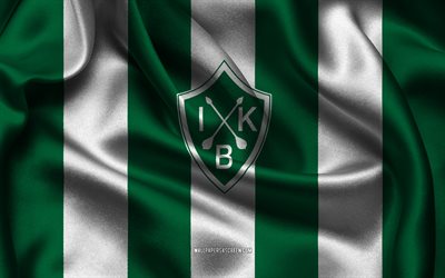4k, ik logotipo, tela de seda blanca verde, equipo de fútbol sueco, ik brage embleme, superette, ik brage, suecia, fútbol americano, fratir, idrottsklubben brage