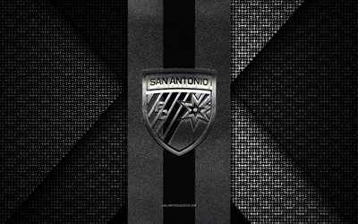 San Antonio FC, United Soccer League, black white knitted texture, USL, San Antonio FC logo, American soccer club, San Antonio FC emblem, football, soccer, San Antonio, USA