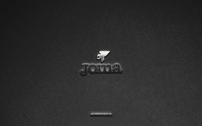 logotipo joma, fondo gris piedra, emblema joma, logotipos de fabricantes, joma, marcas de fabricantes, logotipo joma metal, textura piedra