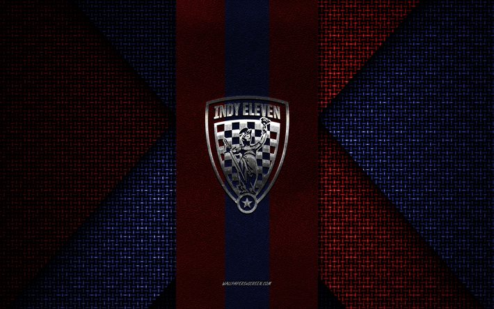 Indy Eleven, United Soccer League, blue red knitted texture, USL, Indy Eleven logo, American soccer club, Indy Eleven emblem, football, soccer, Indianapolis, USA