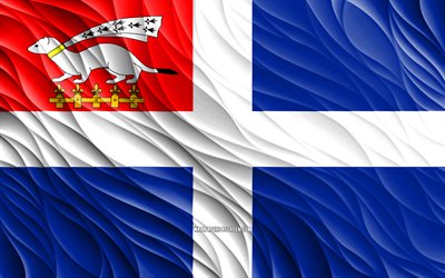 4k, saint-malon lippu, aaltoilevat 3d-liput, ranskan kaupungit, saint-malon päivä, 3d-aallot, eurooppa, saint-malo