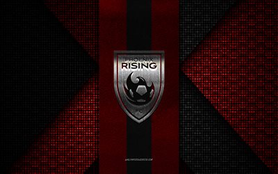 phoenix rising fc, united futbol ligi, kırmızı siyah örgü doku, usl, phoenix rising fc logosu, amerikan futbol kulübü, phoenix rising fc amblemi, futbol, ​​arizona, abd