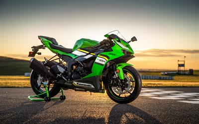 कावासाकी निंजा zx 6r, 4k, सूर्यास्त, 2025 बाइक, सुपरबाइक, हरी मोटरसाइकिल, 2025 कावासाकी निंजा zx 6r, जापानी मोटरसाइकिल, कावासाकी