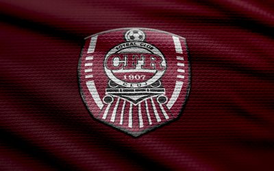 logotipo de tela cfr cluj, 4k, fondo de tela púrpura, superliga, bokeh, fútbol, logotipo cfr cluj, fútbol americano, cfr cluj emblema, cfr cluj, club de fútbol rumano, cluj fc