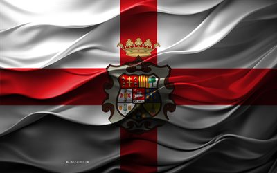 4k, bandera de huesca, ciudades de españa, bandera 3d huesca, españa, textura 3d, día de huesca, símbolos nacionales españoles, arte 3d, huesca