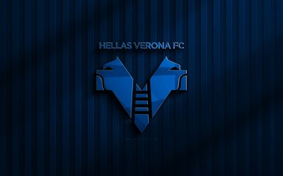 4k, हेलस वेरोना एफसी 3 डी लोगो, सीरी ए, नीला 3 डी पृष्ठभूमि, फुटबॉल, हेलस वेरोना एफसी प्रतीक, हेलस वेरोना एफसी लोगो, हेलस वेरोना एफसी, फ़ुटबॉल, इटैलियन फुटबॉल क्लब, हेलस वेरोना