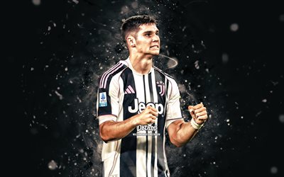 vasilije adzic, 4k, luzes de neon brancas, juventus fc, serie a, jogadores de futebol montenegrin, vasilije adzic 4k, futebol, juventus, juve, vasilije adzic juventus