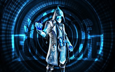 fortnite de mamona de água de gelo, 4k, fundo em espiral azul, fortnite, criativo, pele de mamona de água de gelo, pele de mamona de água gelo fortnita, castor de água de gelo, personagens fortnite