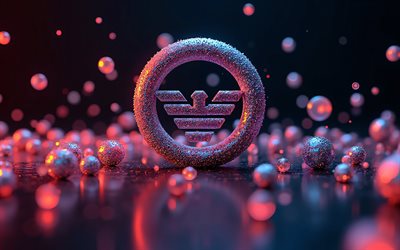 giorgio armani 3d  logo, 4k, bokeh, 3d  geometrische formen, dunkler abstrakter hintergrund, kunstwerk, giorgio armani buntes logo, geometrische kunst, giorgio armani logo, modemarken, giorgio armani