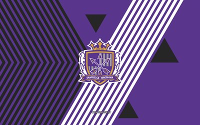 logotipo de sanfrecce hiroshima, 4k, equipo de fútbol japonés, fondo de líneas negras moradas, sanfrecce hiroshima, liga j1, japón, arte de línea, sanfrecce hiroshima emblema, fútbol americano
