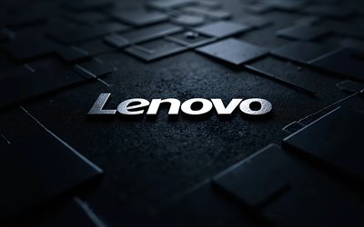 logo lenovo, sfondo in metallo blu scuro, logo lenovo 3d, emblema lenovo, arte creativa, luce neon blu, lenovo lenovo gold logo, segno lenovo, lenovo