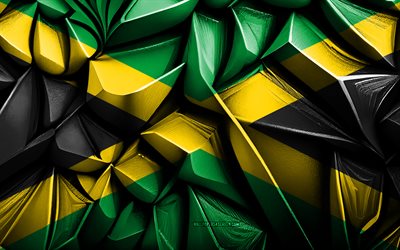 jamaica flagg, 4k, 3d  kreativ struktur, jamaica 3d  flagga, nordamerika, jamaica flagga, 3d  konst, jamaica