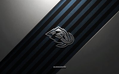 Utah Mammoth logo, 4k, steel background, American hockey club, blue black lines, Utah Mammoth emblem, NHL, hockey, Utah Mammoth, USA, Utah Mammoth metal logo, Utah Mammoth crest