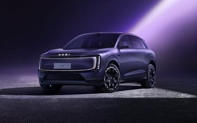 2026, audi e7x, 4k, ön görünüm, dış, elektrikli suv, im ls7, gelişmiş dijital platform, mor audi e7x, elektrikli arabalar, alman arabaları, audi