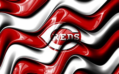 Cincinnati Reds 3D logo, 4k, red white 3D waves, MLB, baseball, Cincinnati Reds flag, creative, Cincinnati Reds logo, Cincinnati Reds emblem, american baseball team, Cincinnati Reds