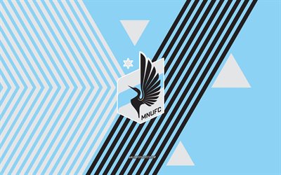 logo du minnesota united fc, 4k, équipe américaine de football, fond de lignes blanches bleues, minnesota united fc, mls, usa, dessin au trait, emblème du minnesota united fc, football