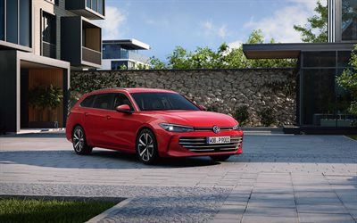 2026, volkswagen passat, b9, 4k, vorderansicht, außen, roter kombi, roter volkswagen passat, neuer volkswagen passat 2026, passat b9, deutsche autos, volkswagen