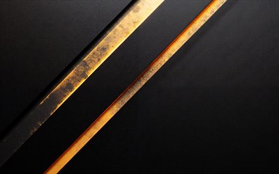 4k, sfondo astratto nero dorato, opera d'arte, progettazione dei materiali, luci al neon dorate, geometria, sfondi astratti, sfondi geometrici, astrazioni, sfondi hi tech dorati