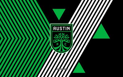 logotipo do austin fc, 4k, time de futebol americano, fundo de linhas pretas verdes, austin fc, mls, eua, arte de linha, emblema do austin fc, futebol