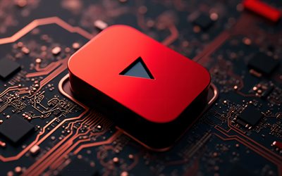 youtube 3d logo, rotes neonlicht, youtube logo, youtube emblem, youtube zeichen, rotes youtube logo, technologiehintergrund, youtube