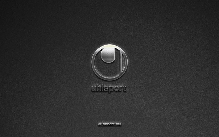 شعار uhlsport, الرمادي، حجر، الخلفية, شعارات الشركات المصنعة, أولسبورت, ماركات الشركات المصنعة, شعار uhlsport المعدني, نسيج الحجر