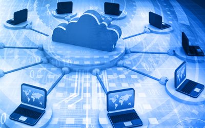 Cloud computing, work in the cloud, network topology, network technologies, global network, cloud technologies, cloud storage, networks background