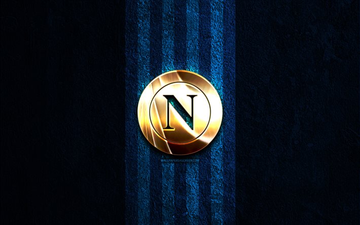 logotipo dorado del ssc napoli, 4k, fondo de piedra roja, serie a, club de fútbol italiano, logotipo del ssc napoli, fútbol, ​​emblema del ssc napoli, ssc napoli, ​​napoli fc