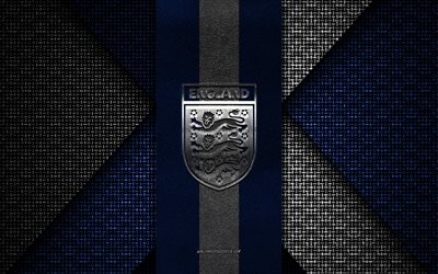 england-fußballnationalmannschaft, uefa, blau-weiß gestrickte textur, europa, logo der englischen fußballnationalmannschaft, fußball, emblem der englischen fußballnationalmannschaft, england