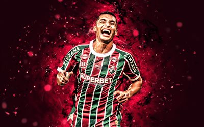 Kevin Serna, 4k, purple neon lights, Fluminense, Brazilian Serie A, Colombian footballers, Kevin Serna 4K, football, soccer, Fluminense FC, Kevin Serna Fluminense