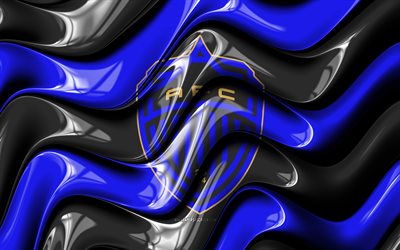 ऑकलैंड एफसी 3डी लोगो, 4k, नीली काली 3डी तरंगें, ए लीग, फ़ुटबॉल, ऑकलैंड एफसी झंडा, रचनात्मक, ऑकलैंड एफसी लोगो, ऑस्ट्रेलियाई फुटबॉल क्लब, ऑकलैंड एफसी, फुटबॉल, एफसी ऑकलैंड