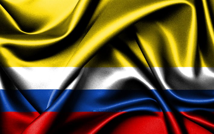 napo flagga, 4k, ecuadorianska provinser, tygflaggor, napos dag, napos flagga, vågiga sidenflaggor, napoprovinsen, ecuador, ecuadors provinser, napo
