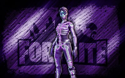 Sparkle Skull Fortnite, 4k, violet diagonal background, grunge art, Fortnite, artwork, Sparkle Skull Skin, Fortnite characters, Sparkle Skull, Fortnite Sparkle Skull Skin