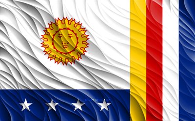 4k, Vargas flag, wavy 3D flags, Venezuelan states, flag of Vargas, Day of Vargas, 3D waves, States of Venezuela, Vargas, Venezuela