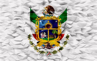 Flag of Queretaro, 4k, States of Mexico, 3d polygon background, Queretaro flag, 3d polygon texture, Day of Queretaro, 3d Queretaro flag, Mexican national symbols, 3d art, Queretaro, Mexico